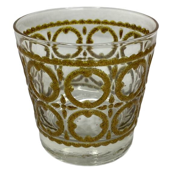 Vintage Libbey Short Glass Cups 8oz each Set of 4 Geometric Design - Picture 2 of 9